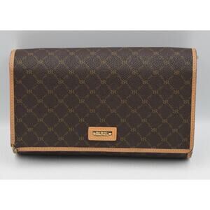 Rioni Brown Signature Leather Clutch/Crossbody Handbag READ
